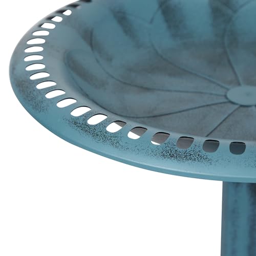 TEC116BL Pedestal Birdbath with Scrollwork Base and Ground Stakes