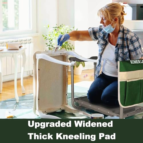Foldable Garden Kneeler Seat Heavy Duty [Upgraded Widened Thick Kneeling Pad] Gardening Stool with Large Tool Bags with Pockets