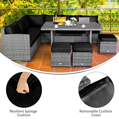 7 Pieces Patio Furniture Set (7 Pieces / Black)