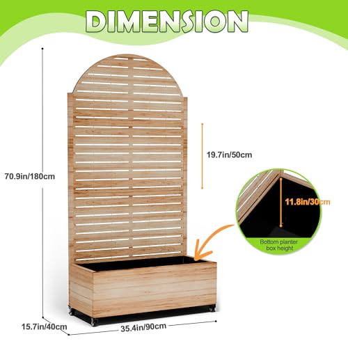 15.7"×70.9"×35.4" Metal Raised Garden Bed with Trellis and Wheels