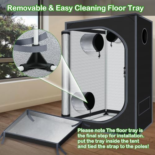 4x2 Grow Tent Plant Tent 600D Mylar Hydroponic 48"x24"x60" Grow Tent