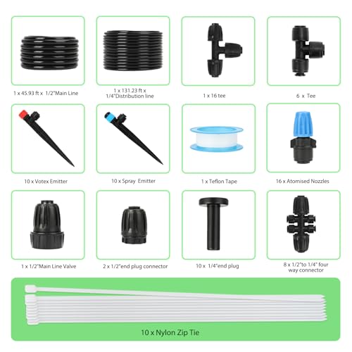 184FT Drip Irrigation System Kit
