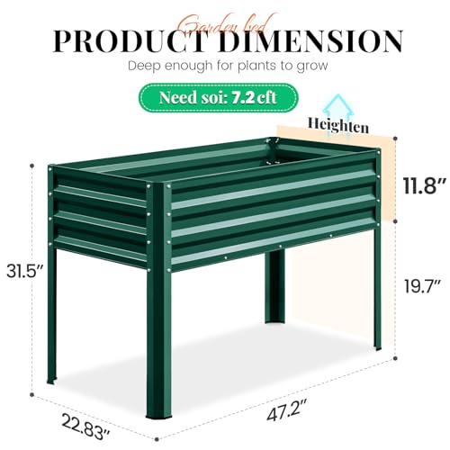 Large Raised Garden Bed with Legs 48×24×32 in