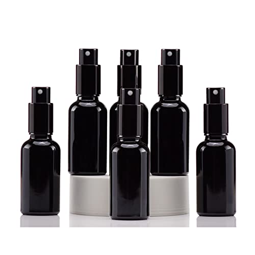 Black Glass Spray Bottles 1oz (6 Count)