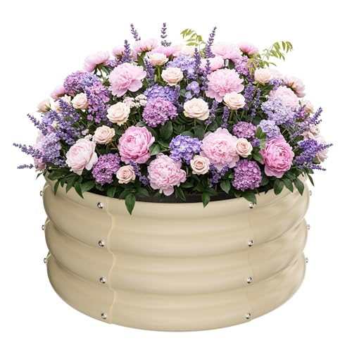 Round Raised Garden Bed Set (White)
