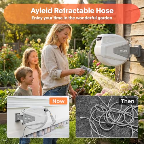 Retractable Rubber Hybrid Garden Hose Reel