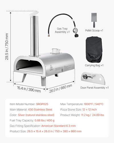 Dual Fuel Pizza Oven Outdoor (Silver)