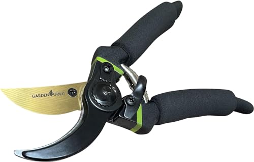 Garden Guru Soft Grip Garden Pruning Shears Scissors Clippers (1 Pack / Soft Grip Titanium Bypass)