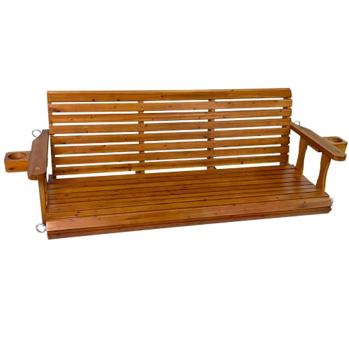 Wooden Porch Swing 3 (Cedar Tone / 5.5 FT Extra Large)