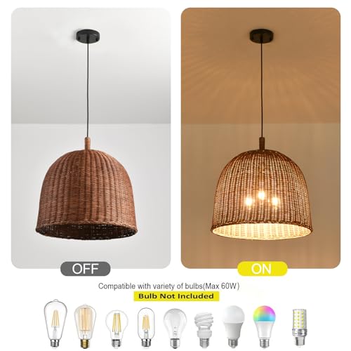 17.7" Rattan Pendant Light (Dark Brown Rattan / 17.7" 3-Light)