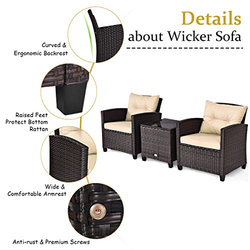 3 Pieces Patio Furniture Set
