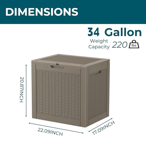34 Gallon Deck Boxes Resin Outdoor Storage Box UV Resistant Outside Deck Box with Lockable Lid for Patio Furniture (Gray / 34 Gallon)