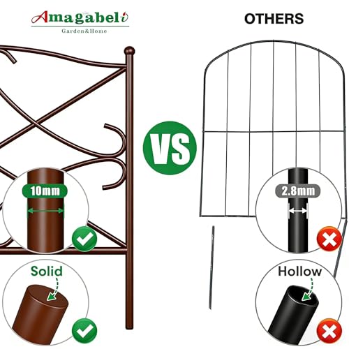 5 Panels Decorative Garden Fence 24in (Brown / 24in(H) x 10ft(L))