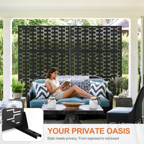 Metal Privacy Screen for Outdoor & Indoor (71"H×47"W / Black Brick)