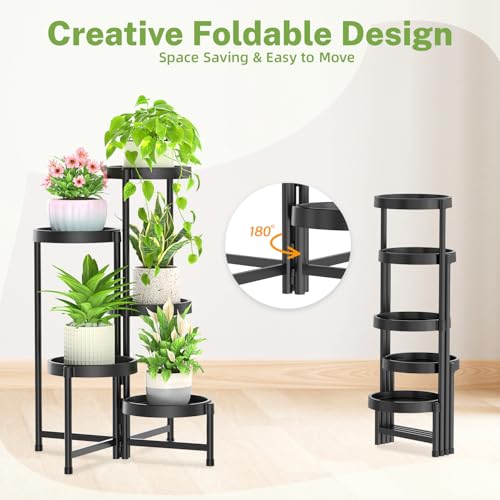 5 Tier Folding Plant Stand Indoor Outdoor