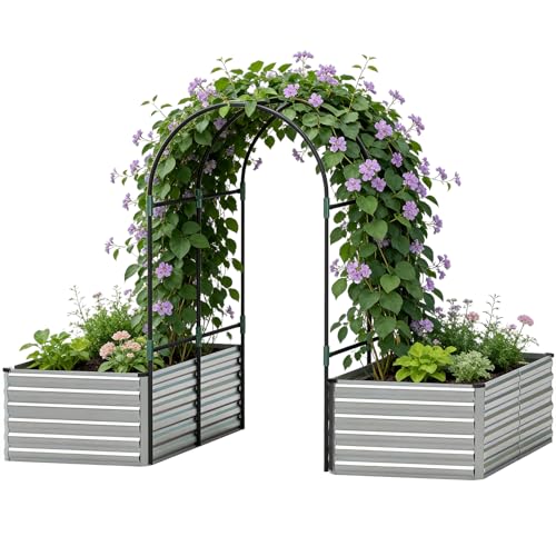 6x3x2ft Raised Garden Bed Outdoor (Silver / Arched Trellis with 2 Beds-6x3x2 FT)