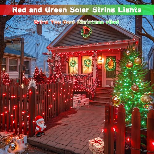 2 Pack Solar String Lights Outdoor Waterproof (Red to Green / 100LED*2)
