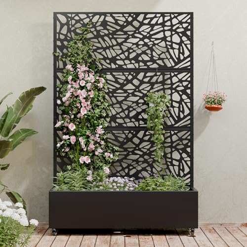 Metal Raised Garden Bed with Trellis and Wheels