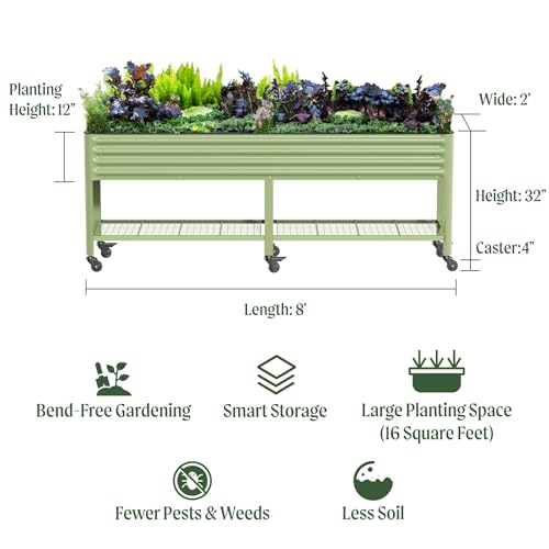 Rolling Elevated Raised Garden Bed