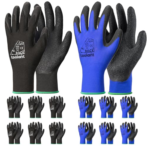 Crinkle Latex Work Gloves (Medium / Black & Blue)