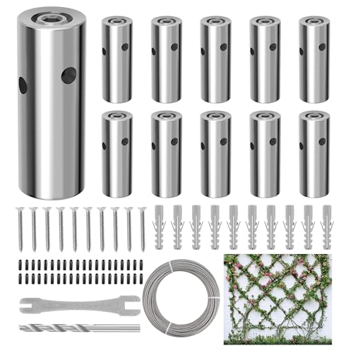 Wire Trellis Kit for Climbing Plants Outdoor 10 Set Wall Mounted Trellis with 53Ft 1 (10 Count)