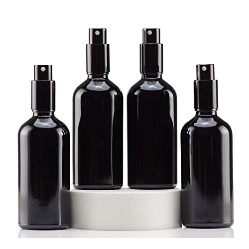 Black Glass Spray Bottles 4oz (4 Count)