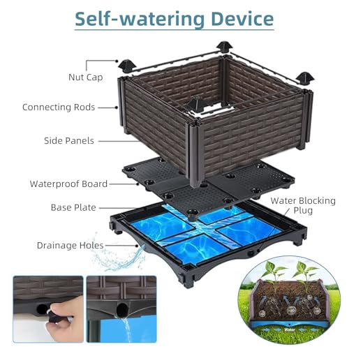 Large Raised Planter Box Outdoor Self Watering 78.7"x15.7"x19.7"