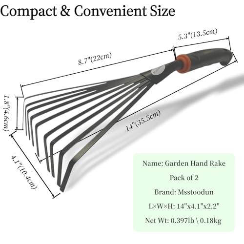 2 Pack Small Hand Rake for Gardening (2 Count)