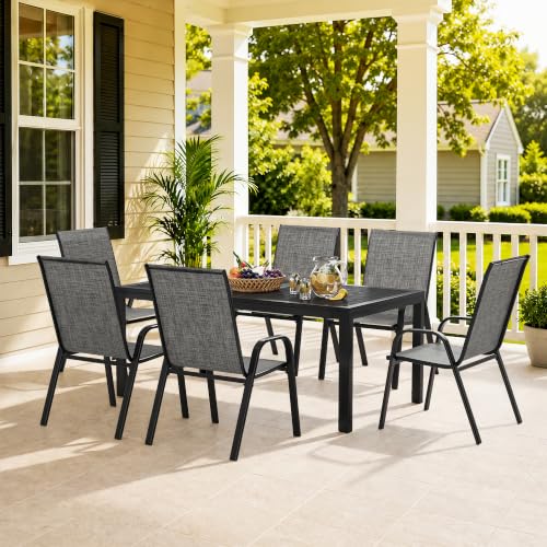 7PCS Patio Dining Set (Charcoal / 7 PCS)