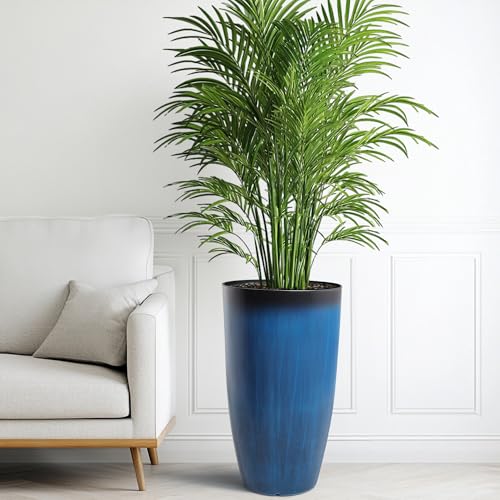 Autodaya 24" Large Tall Outdoor Planters Set of 2 (24"h-gradient Cobalt Blue)