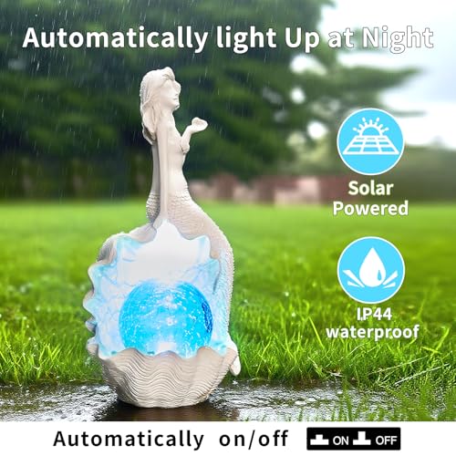 Solar Garden Mermaid Decor Outdoor Statue