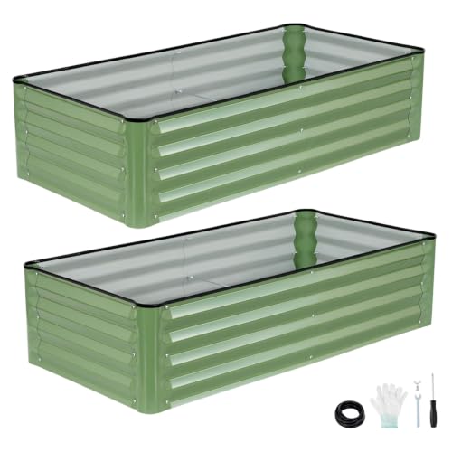 2 Pack 4x2x1 Ft Galvanized Raised Garden Bed (2 Count)