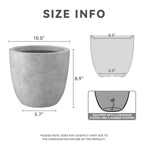 Small Round Bowl Pale Gray Concrete Planter 10" Dia (Natural Concrete / 10"d)