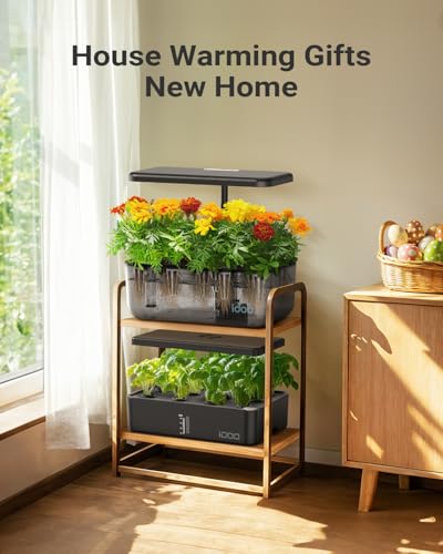 Hydroponics Growing System with 12 Pods Kit & LED Grow Light (12 Count)