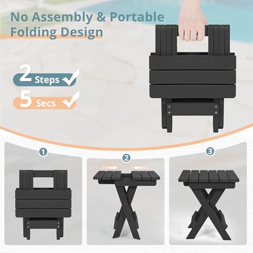 Small Outdoor Folding Side Table HDPS 14 Inch Height