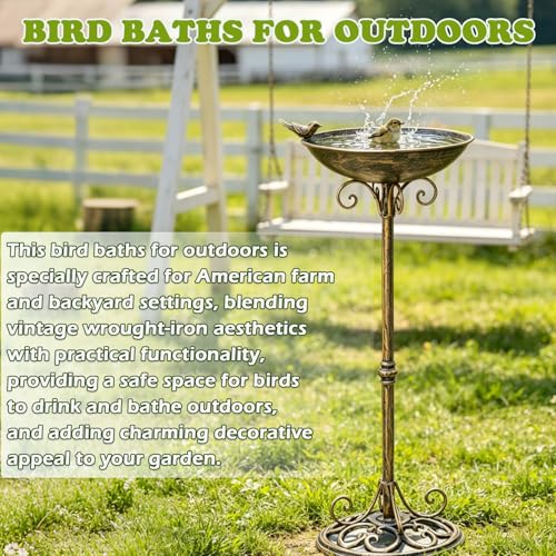 27.6" H Cast Iron BirdBaths for Outdoors