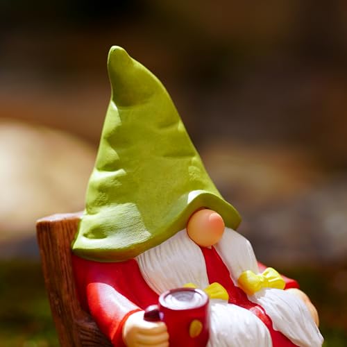 Solar Powered Relax Garden Gnome Statue (Solar Female Garden Gnome)