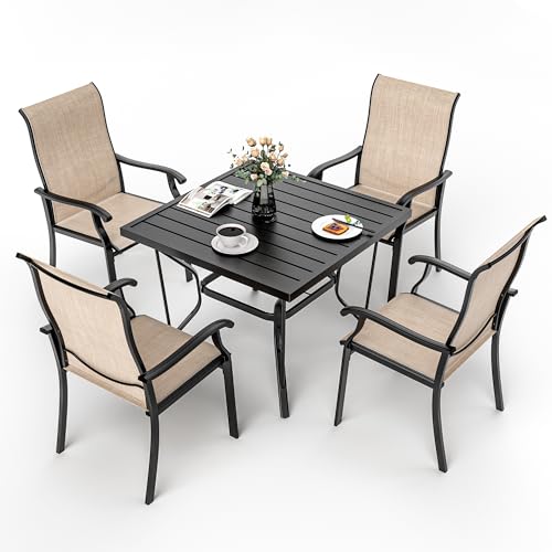 5 Piece Outdoor Dining Set (Beige / 5-Piece(37.4"))