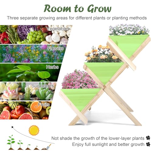 3 Tiers Wooden Vertical Raised Garden Bed with Legs