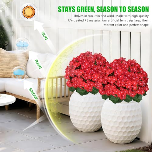 2Pack Artificial Topiary Red Flower Bushes for Outdoor (Red Crabapple Blossoms)