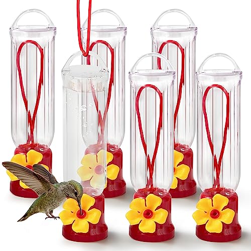 Set of 6 Mini Hummingbird Feeders with Hanging Wires