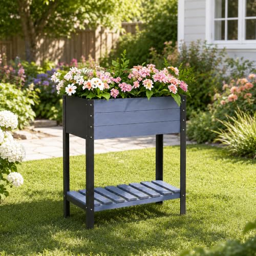 Raised Garden Bed with Metal Legs (Gray / W31x D15x H31in)