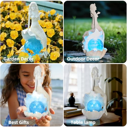 Solar Garden Mermaid Decor Outdoor Statue
