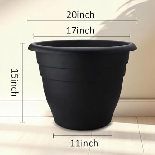 6 Pack 20 Inch Large Plant Pots Outdoor (Black Pack of 6 / 20 inch)