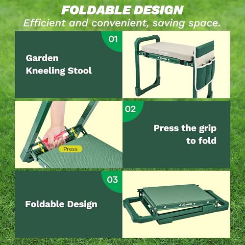 Garden Kneeler and Seat Foldable Gardening Stool with Extendable Legs