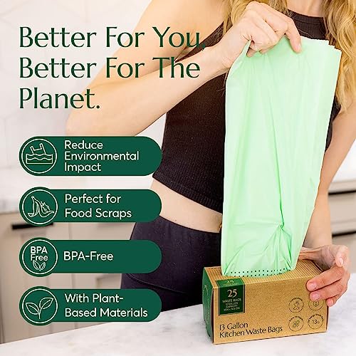 Compostable* Waste Bags with Drawstring (25 Count)