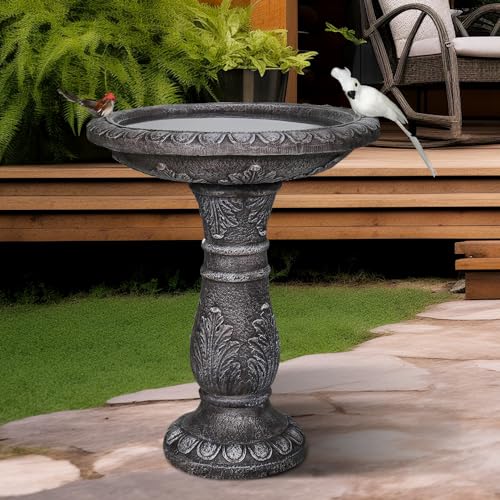 24.4" H Cement Bird Bath for Garden