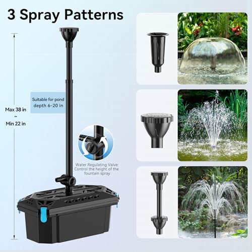 50W Solar Pond Filter Pump 580 GPH for Pond up to 2000 Gallons (50W)