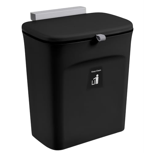 2.4 Gallon Kitchen Compost Bin for Counter Top or Under Sink (Black)