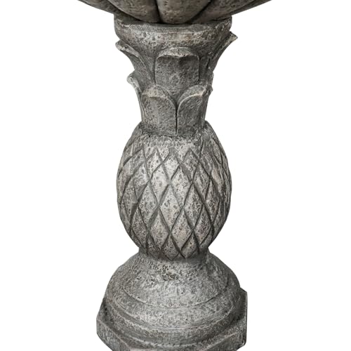 24.8" H Cement Modern Outdoor Bird Bath